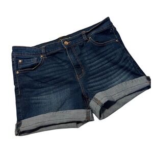 Truth + Theory Denim Shorts Women 12 Dark Wash Excellent Cuffed Stretch Casual